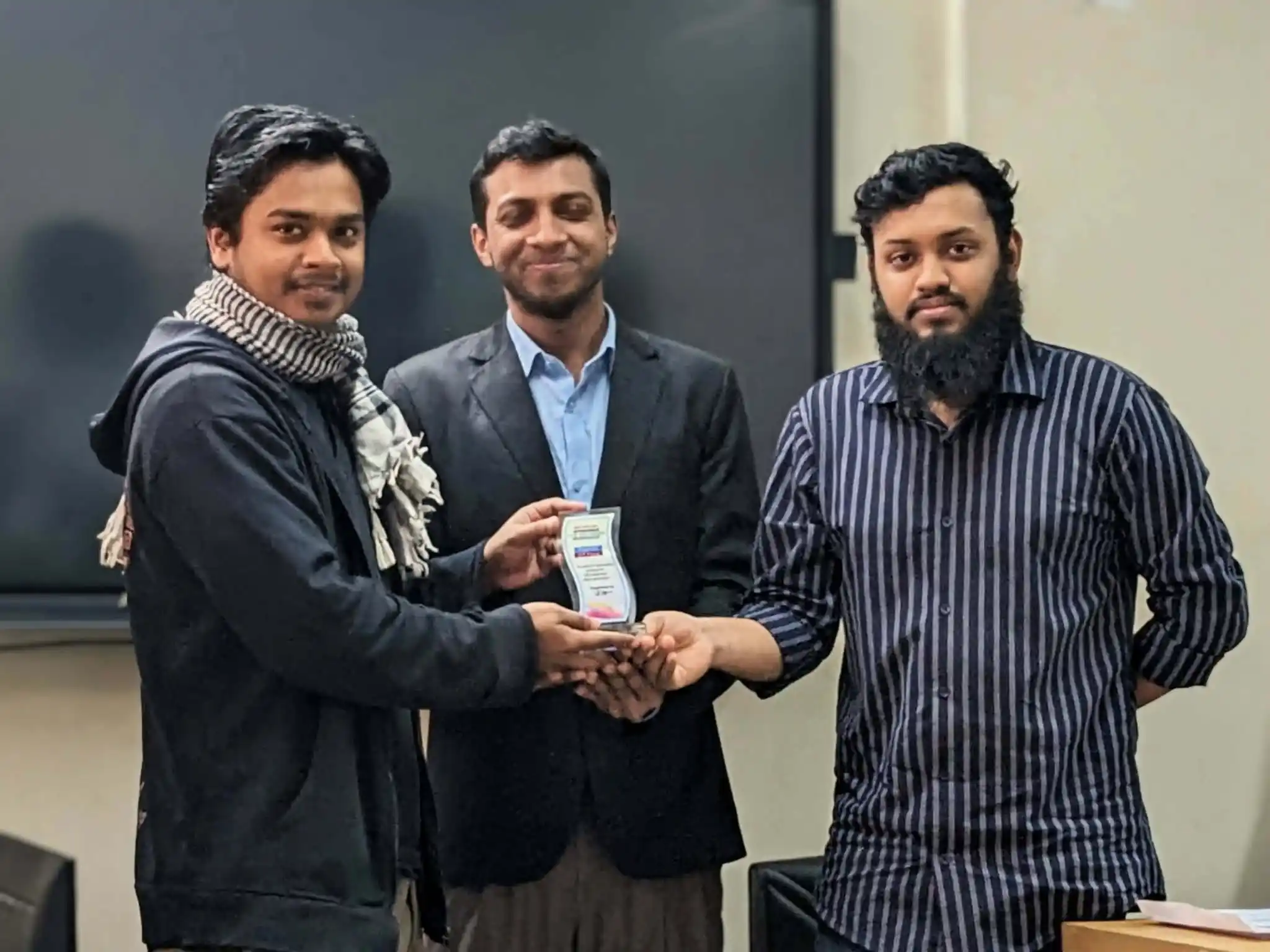 Candid moment from the prize giving ceremony at the Softsasi AI Bootcamp
